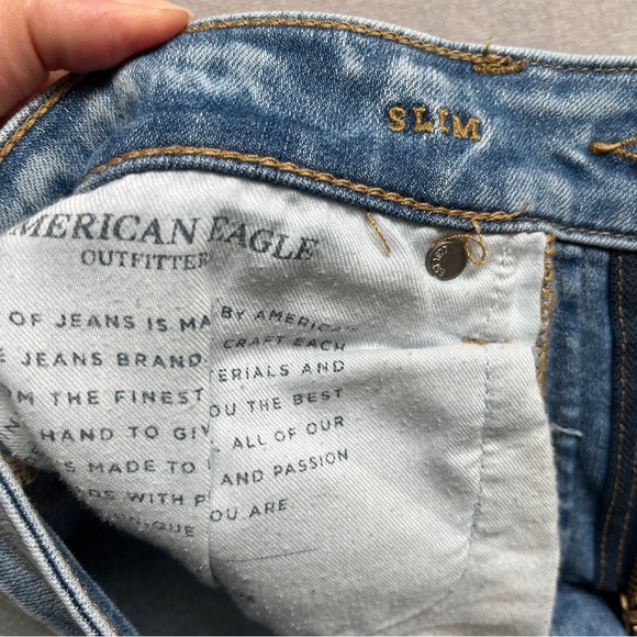 American Eagle Outfitters Next Level Flex Blue Slim Straight Jeans Sz 28 - Picture 7 of 15